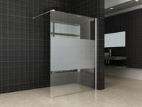 Comfort inloopdouche 1400 x 2000 x 8 mm nano helder glas met melkglas middenband/chroom - thumbnail