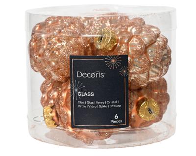 Denappel glas d5h7 cm rose ass 6st kerst Decoris - Decoris