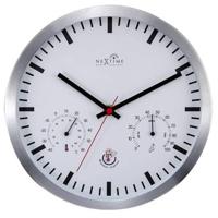 NeXtime ne-90513wi wandklok + weerstation 25cm wit rc aluminium - thumbnail