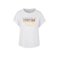 s.Oliver T-shirt met printopdruk wit/geel - thumbnail