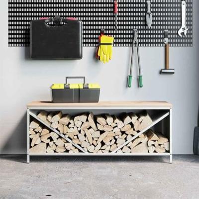 Brandhoutrek met houten blad 100,5x35,5x40 cm wit