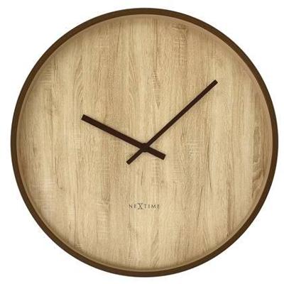 NeXtime - Wandklok 50cm - Stille - Donkerbruin|Lichtbruin - Plastic - NeXtime - Wandklok 50cm - Stille - Donkerbruin|Lichtbruin - Plastic -