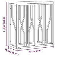 Wandtafel roestvrij staal en massief gerecycled hout zilver - thumbnail