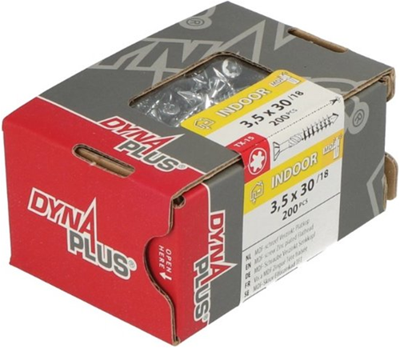 DynaPlus Schroeven MDF Schroeven Verzinkt PK-75° TX-15 3.5X30/18 Deeldraad 200st. DynaPlus Schroeven MDF Schroeven Verzinkt PK-75° TX-15 3.5X30/18 Deeldraad 200st.