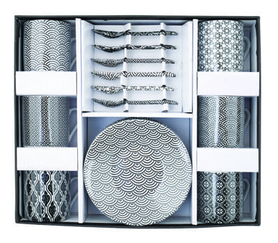 Zwart/Witte Espresso Set - Nippon Black - 6-Delig - 80ml 5x5.4cm Zwart/Witte Espresso Set - Nippon Black - 6-Delig - 80ml 5x5.4cm