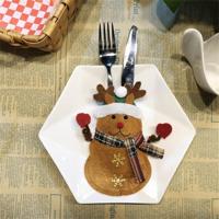 Santa Claus patroon servies mes vork Pocket cover tas kerst decoratie - thumbnail