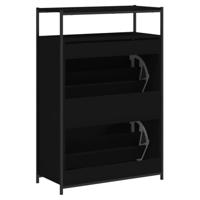 Schoenenkast 75x34x112 cm bewerkt hout zwart - thumbnail