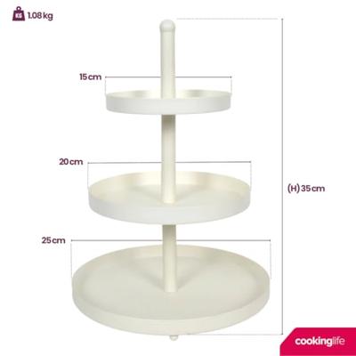 Cookinglife Etagère 3-Laags 25x35 cm Metaal/Wit Cookinglife Etagère 3-Laags 25x35 cm Metaal/Wit