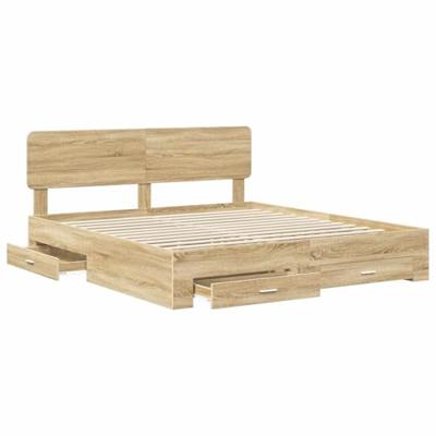 Bedframe met hoofdeinde Sonoma Eiken 180 x 200 cm Bewerkt hout