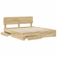 Bedframe met hoofdeinde Sonoma Eiken 180 x 200 cm Bewerkt hout - thumbnail