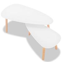 2-delige Salontafelset massief grenenhout wit - thumbnail