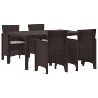 5-delige tuinset met kussens in het bruin van poly rattan - thumbnail