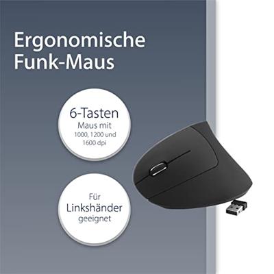 MediaRange Wireless Vertical Linkshänder, zwart muis
