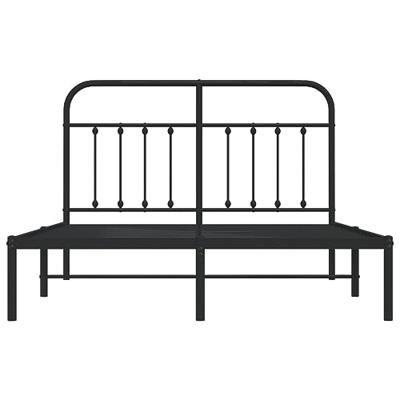 Bedframe met hoofdbord metaal zwart 140x190 cm