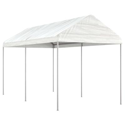 Prieel met dak 4,46x2,28x2,69 m polyetheen wit