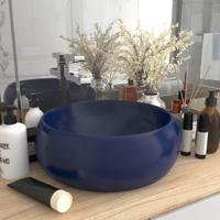 VidaXL Wastafel rond 40x15 cm keramiek mat donkerblauw - thumbnail