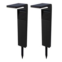 Set van 2 Maine Solar padverlichting prikspot - Geschikt voor buiten IP65 - Sfeervol 3000K warm wit licht - 2 lichtstanden - Zwart - 2 jaar garantie - Sokkellamp - thumbnail