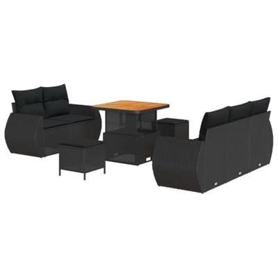 Tuinbankenset 8 pcs Zwart poly rattan