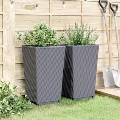 VidaXL Plantenbakken 2 st 32,5x32,5x57 cm polypropeen grijs