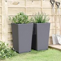 Plantenbakken 2 st 32,5x32,5x57 cm polypropeen grijs - thumbnail