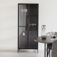 ZILT Vitrinekast 'Reka' Zwart metaal, 170 x 70cm - thumbnail