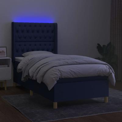 Boxspring met matras en LED stof blauw 100x200 cm - thumbnail