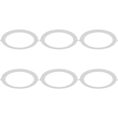 LED Downlight Inbouwspot Dimbaar 6 Stuks - Brinton Thin - 18W 1800lm 120° Bundelhoek - Helder/Koud Wit 6500K - IP40 - Rond - Wit - Ø229mm Buitenmaat - Ø205mm Zaagmaat