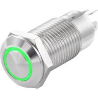 TRU COMPONENTS TC-7494676 TC-GQ12-CH-10ZE/J/G/12V/S Druktoets 36 V/DC 1 A 1x uit/aan Continu Groen IP40 1 stuk(s) - thumbnail