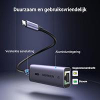 UGREEN 25052 USB-kabel USB-C stekker, RJ45 Grijs - thumbnail
