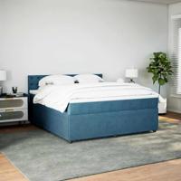 Boxspring met matras fluweel blauw 180x200 cm - thumbnail