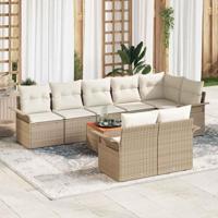 Tuinbankenset met kussen 9 pcs Beige poly rattan - thumbnail