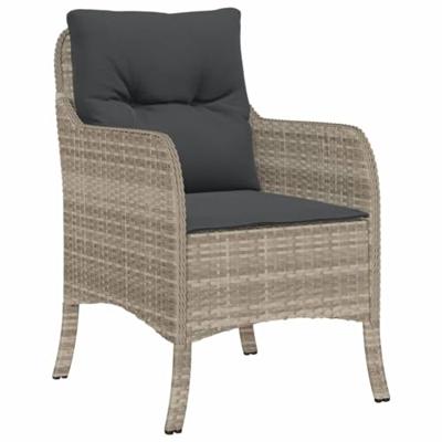 5-delige Tuinset met kussens poly rattan lichtgrijs