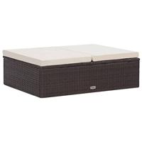 2-delige Loungeset met kussens poly rattan bruin - thumbnail