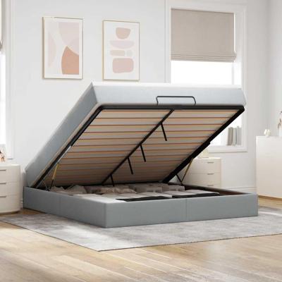 Ottoman bed met matras 180x200cm stof lichtgrijs