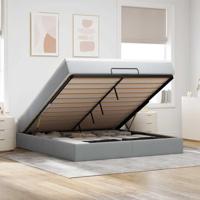 Ottoman bed met matras 180x200cm stof lichtgrijs - thumbnail