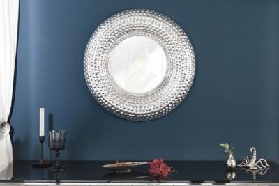 Handgemaakte wandspiegel ORIENT 60cm zilver in gehamerd ontwerp van metaal - 40395