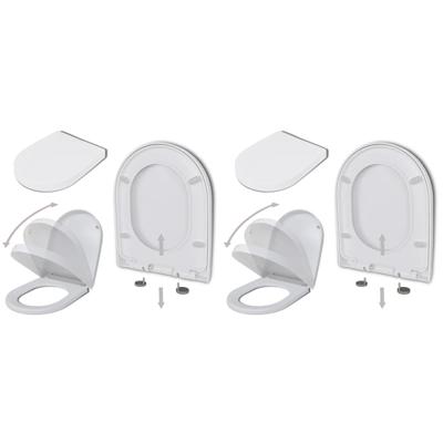 vidaXL Toiletbrillen met soft-close deksels 2 st kunststof wit