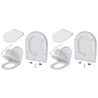 vidaXL Toiletbrillen met soft-close deksels 2 st kunststof wit - thumbnail