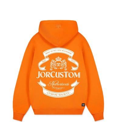 Jorcustom Ribbon Zipped Hoodie Heren Oranje/Wit - Maat S - Kleur: WitOranje | Soccerfanshop