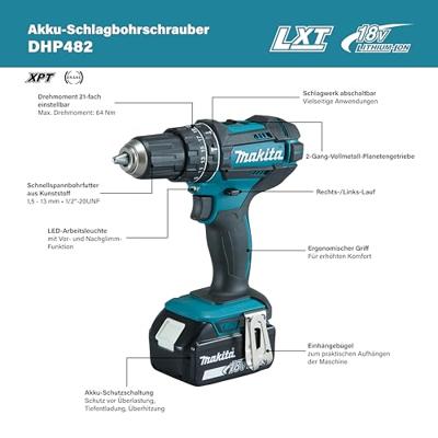 Makita DHP482RFX9 Accu klop-/schroefboormachine 18V 3.0Ah in aluminium koffer + accessoireset - thumbnail