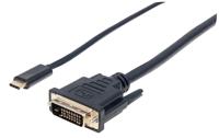 Manhattan -Products USB-C hub naar DVI-adapter - Type-C USB naar DVI-kabel, DisplayPort 4K signaal, Thunderbolt 3 compatibel, Notebook accessoires - 1 meter - thumbnail