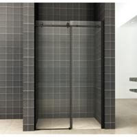 Slide nis schuifdeur 1100 x 2000 x 8 mm nano helder glas/mat zwart - thumbnail