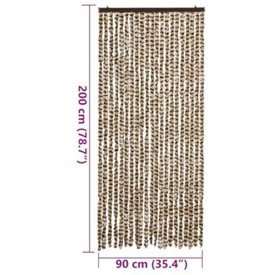 Vliegengordijn 90x200 cm chenille beige en bruin