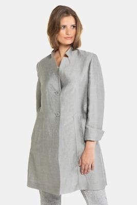 Ulla Popken Longblazer, linnen look, knoopsluiting, loopsplit - Grote Maten