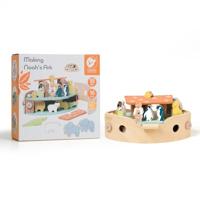 Classic World world houten noah&apos;s ark boot bouwset met dieren, 16dlg. - thumbnail