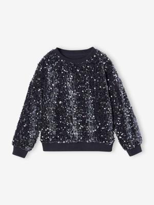 Kerstsweater met lovertjes voor meisjes antraciet