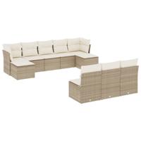11-delige Tuinset met kussens poly rattan beige - thumbnail