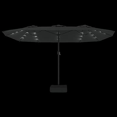 Parasol dubbel dak met LED 449x245 cm zwart