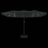 Parasol dubbel dak met LED 449x245 cm zwart - thumbnail