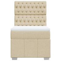 Boxspring met matras stof crèmekleurig 90x200 cm - thumbnail